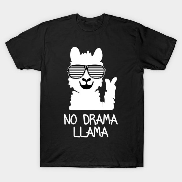 Funny Llama, No Drama Llama Sunglasses Llama Gift Fun Alpaca T-Shirt by smartrocket